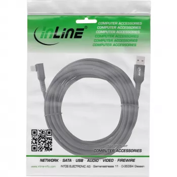 InLine USB 3.2 Gen.1 cable, USB-C plug angled - USB-A plug for VR, black, 5m