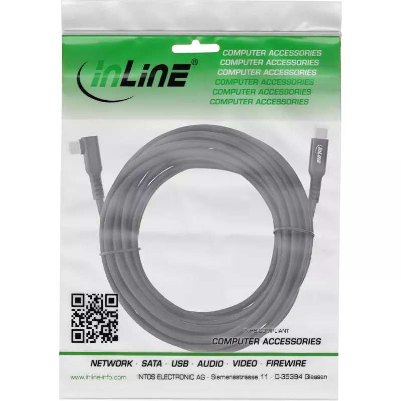 InLine USB 3.2 Gen.1 Cable, USB Type-C male/male angled for VR, black, 5m
