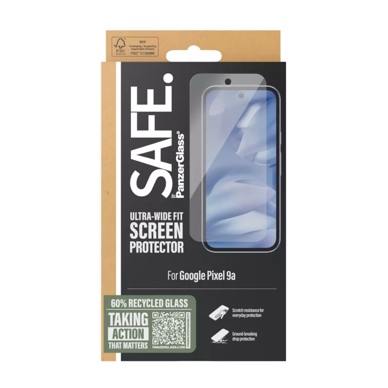 PanzerGlass SAFE. by ® Screen Protector Google Pixel 9a | Ultra-Wide Fit