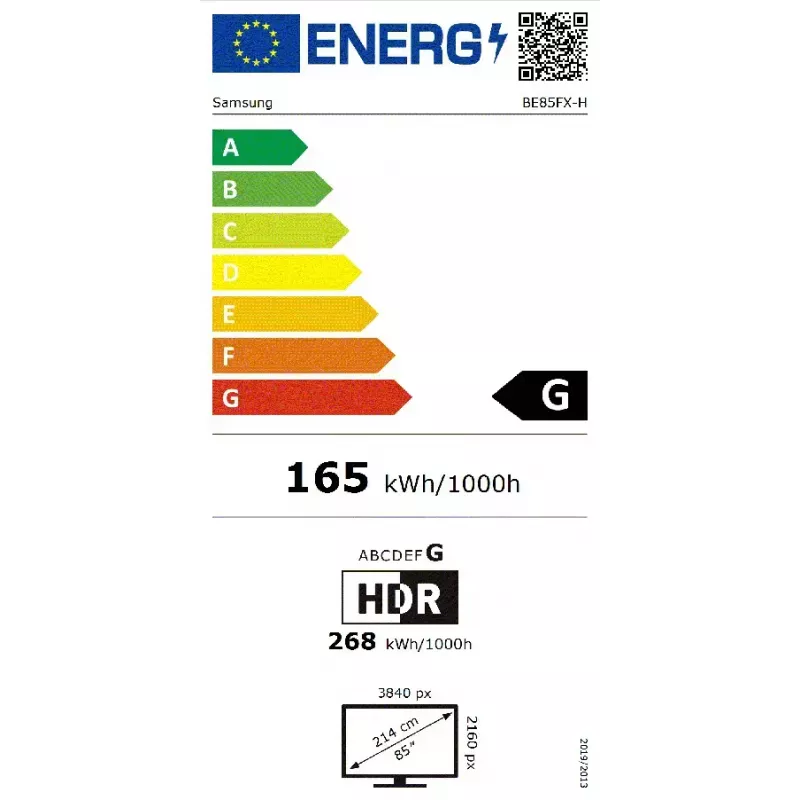 Samsung BE85FX-H Digital signage flat panel 2.16 m (85 inch) LED Wi-Fi 4K Ultra HD Black Built-in processor Tizen 16/7