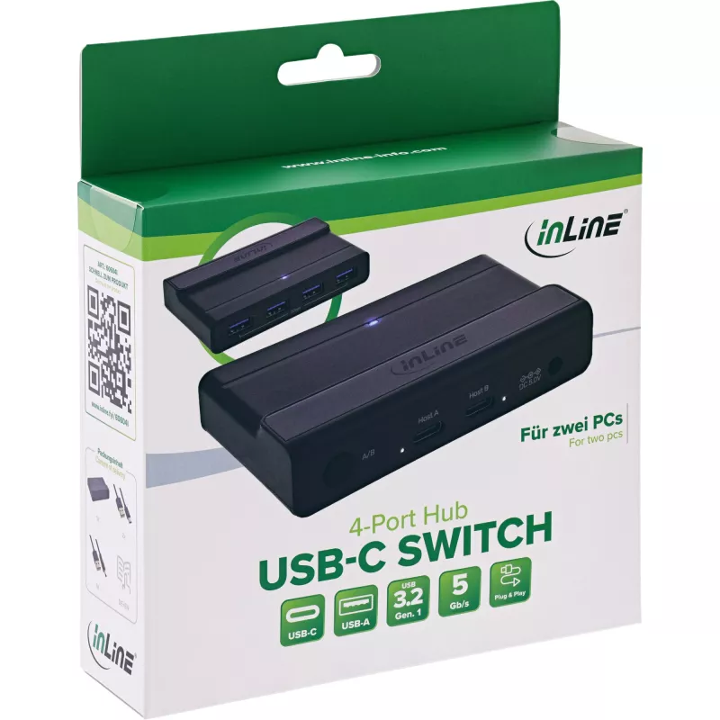 InLine 60604I USB-C sharing switch with 4-port USB hub