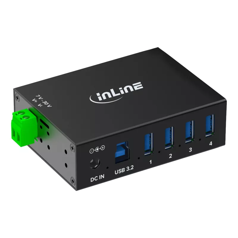 InLine 35396A interface hub USB 3.2 Gen 1 (3.1 Gen 1) Type-B 5000 Mbit/s Black