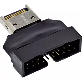 InLine 33446T cable gender changer USB Type-E Key A, 20-pin USB 3.0 header, 19-pin Black