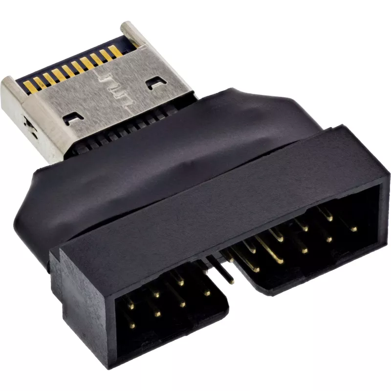 InLine 33446T cable gender changer USB Type-E Key A, 20-pin USB 3.0 header, 19-pin Black