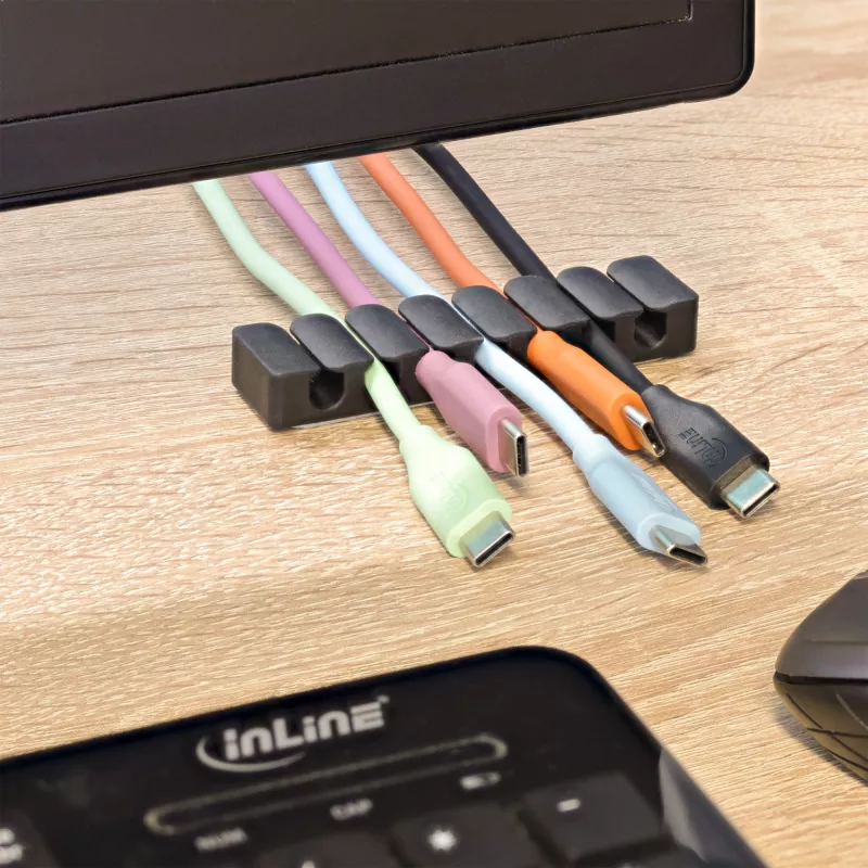 InLine 59971L cable organizer Universal Cable clip Black 5 pc(s)