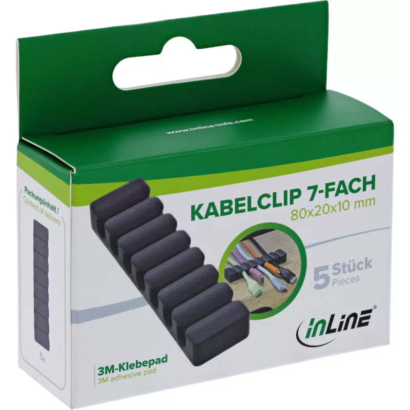 InLine 59971L cable organizer Universal Cable clip Black 5 pc(s)