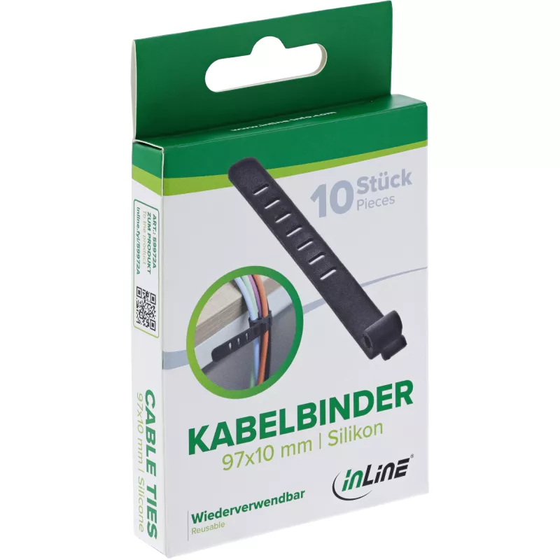 InLine 59972A cable tie Ladder cable tie Silicone Black 10 pc(s)