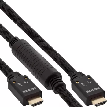 InLine HDMI Active cable, HDMI-High Speed with Ethernet, M/M, Nylon braid, 20m