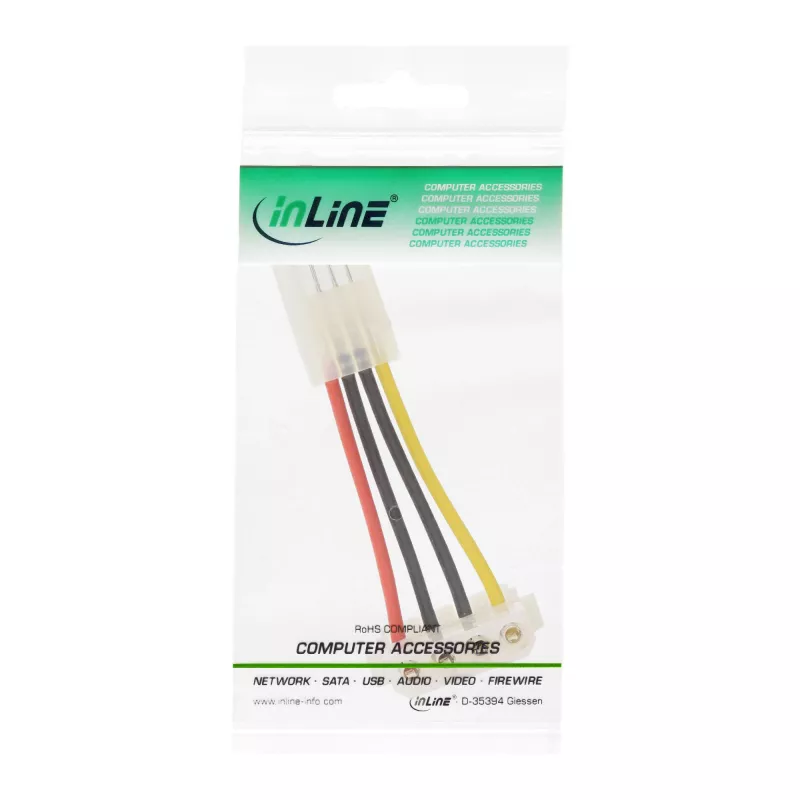 InLine Power Adapter internal floppy female / Molex 4pin male 0.06m