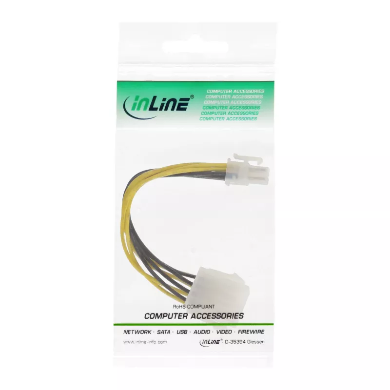 InLine Mainboard Power Adapter ATX 2.0/EPS 8pin / 12V ATX1.3 4pin 0.15m