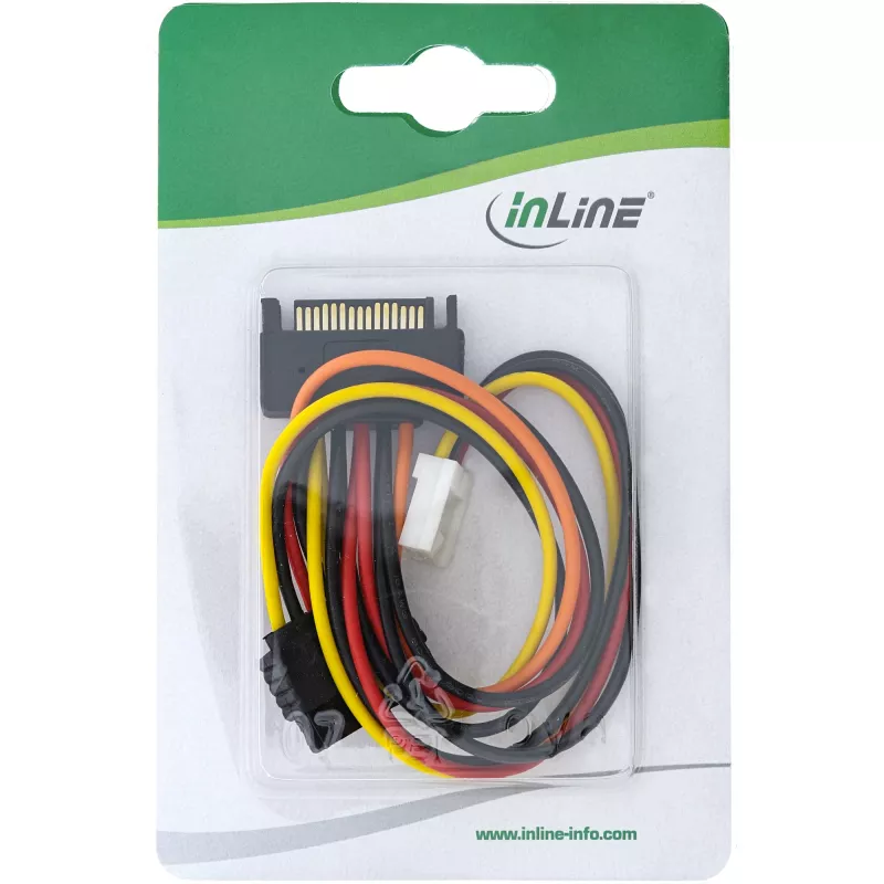 SATA Power Adapter Cable female/male + Floppy power connector 0.15m InLine 29691