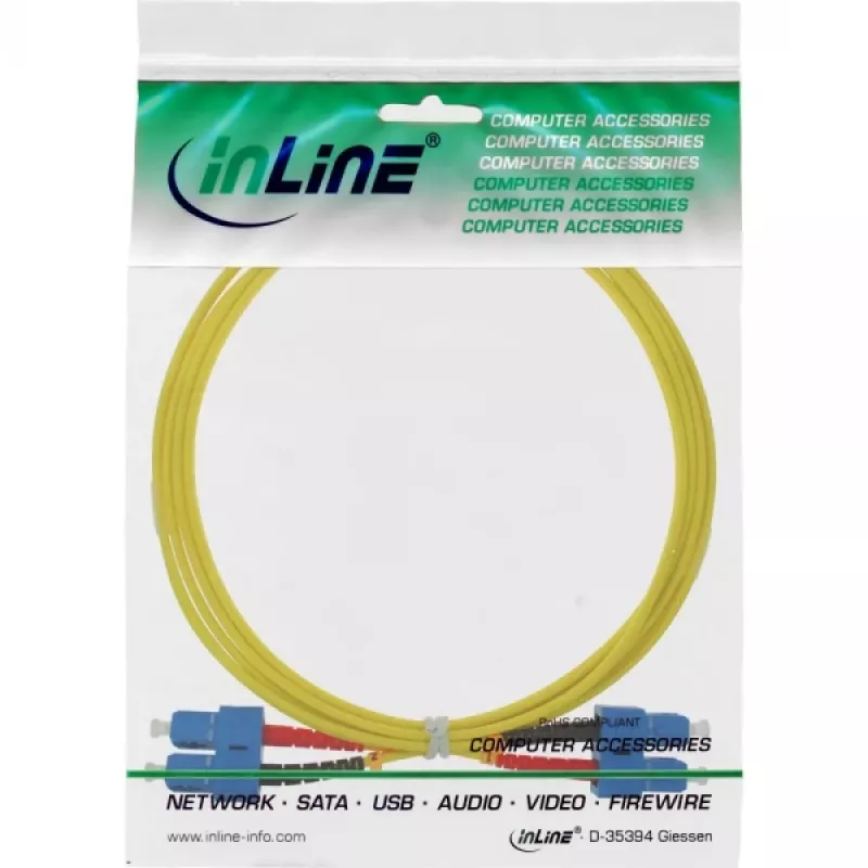 InLine fiber optical duplex cable SC/SC 9/125µm OS2 2m, 2 m, OS2, SC, SC