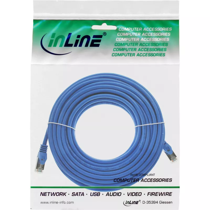 InLine Patch Cable SF/UTP Cat.5e blue 10m