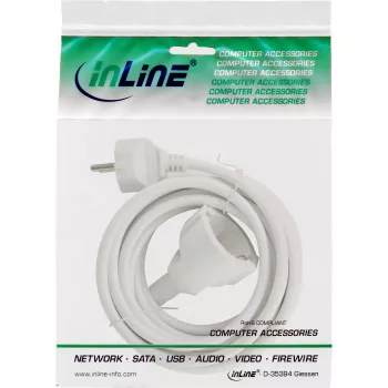InLine Power extension cable white 1m CEE7/7 H05VV-F3G 230V