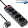 InLine Socket strip, 4-way earth contact CEE 7/3, with switch, black, 5m