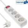 InLine Socket strip, 4-way earth contact CEE 7/3, with switch, white, 5m