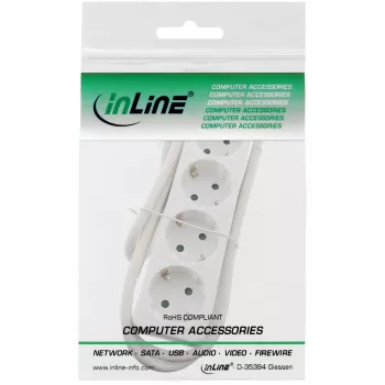 InLine Socket strip, 4-way earth contact CEE 7/3, white, 5m