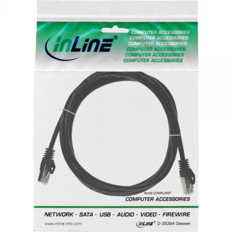 InLine Patch Cable F/UTP Cat.5e black 1m