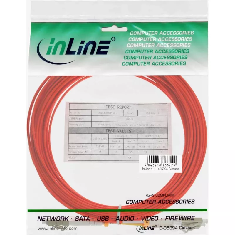 Fiber Optical Duplex Cable LC/LC InLine 88522B 50/125µm OM2 7m
