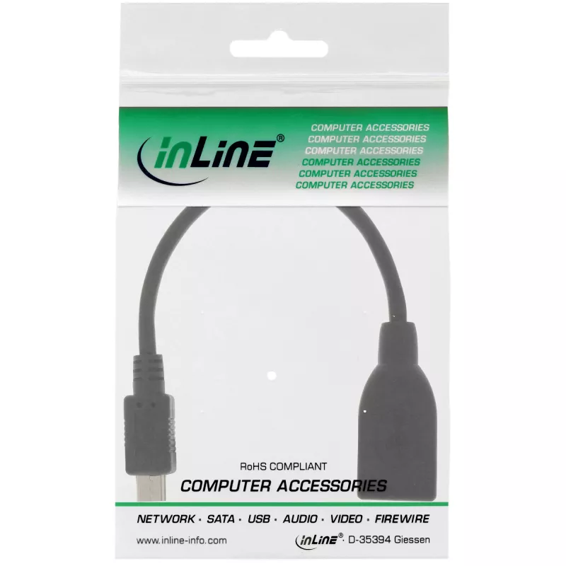 InLine Micro USB OTG Adapter Cable Micro-B male to USB A female 0.1m