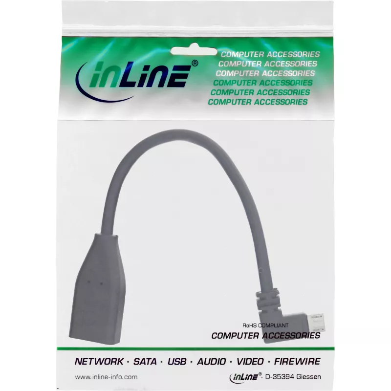 InLine Micro USB OTG Adapter Cable Micro-B male angled to USB A female 0.1m