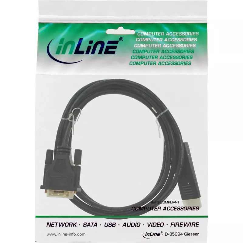 DisplayPort to DVI converter cable InLine 17114 1.5m black