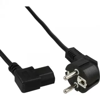 InLine Power cable, CEE 7/7 angled / 3pin IEC C13 left angled, black, 1m