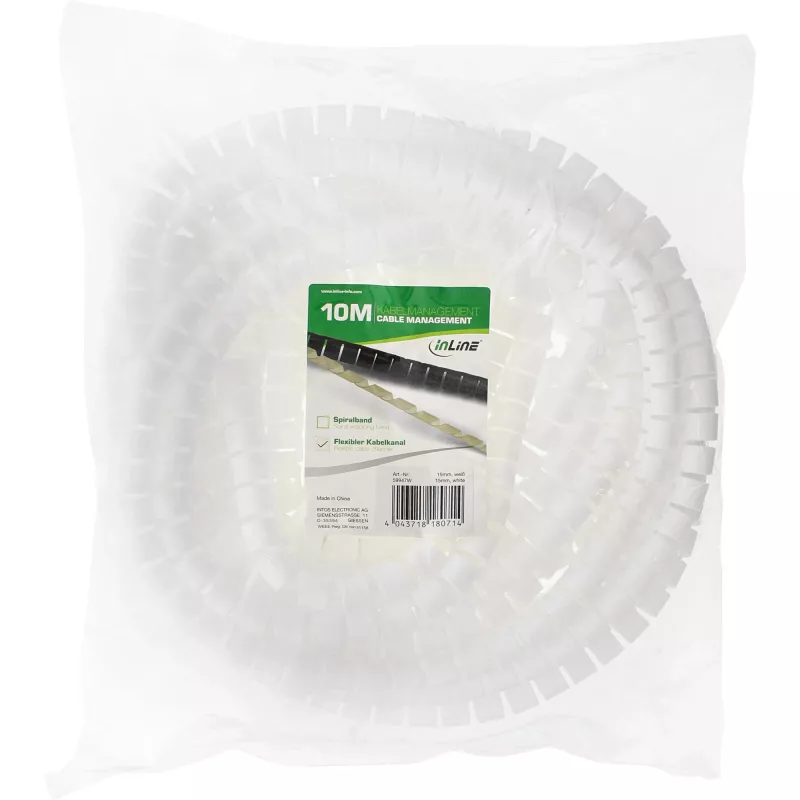 InLine flexible cable channel 10m, white, 15mm