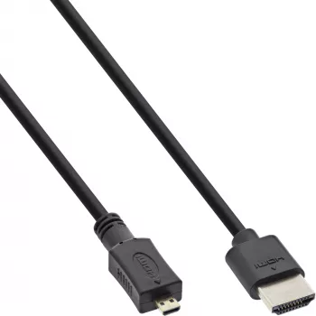 InLine High Speed HDMI Cable with Ethernet, AM/DM, super slim, black/gold, 1.5m