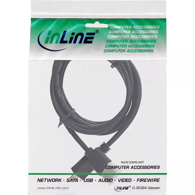 InLine High Speed HDMI Cable with Ethernet, AM/DM, super slim, black/gold, 1.5m