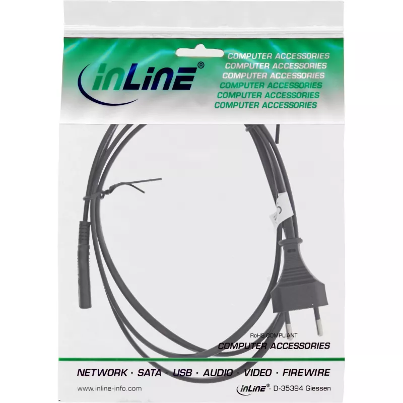 InLine Switzerland CEE7/16 plug to Euro8 C7 power cable, black, 1.8m