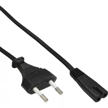 InLine power cable, Italy CEE7/16 plug to Euro 8 C7 plug, black, 1.8m