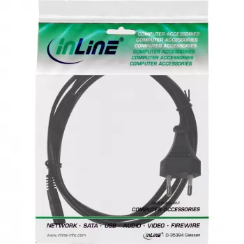 InLine power cable, Italy CEE7/16 plug to Euro 8 C7 plug, black, 1.8m