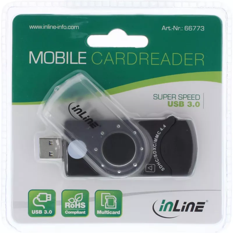 InLine USB 3.0 Mobile Card Reader with 2 Slots for SD SDHC SDXC microSD