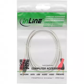 InLine Audio Cable 2x RCA male to male white / gold 5m, Male, 2 x RCA, Male, 5 m, White