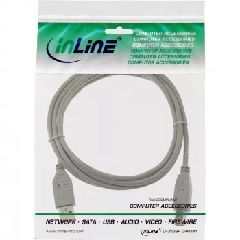 USB 2.0 Cable Type A male / B male beige 5m InLine 34555H