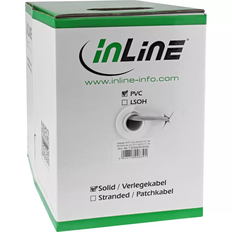 InLine Solid Installation Cable SF/UTP Cat.5e AWG24 CCA PVC 100m