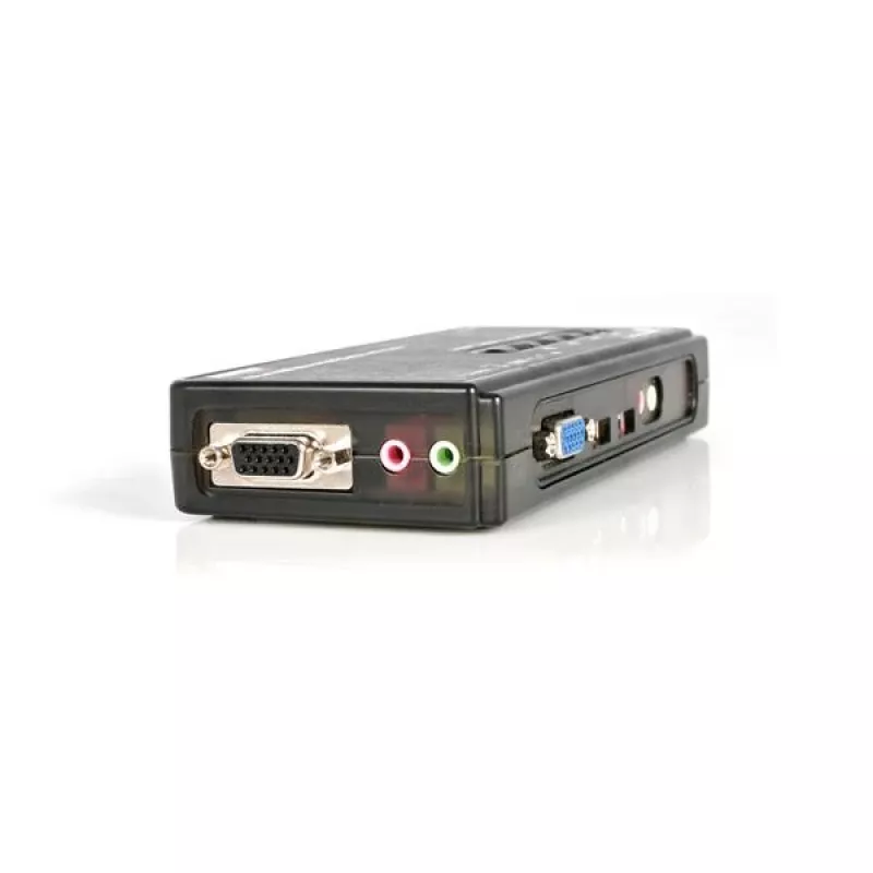 StarTech.com 4 Port Black USB KVM Switch Kit with Cables and Audio