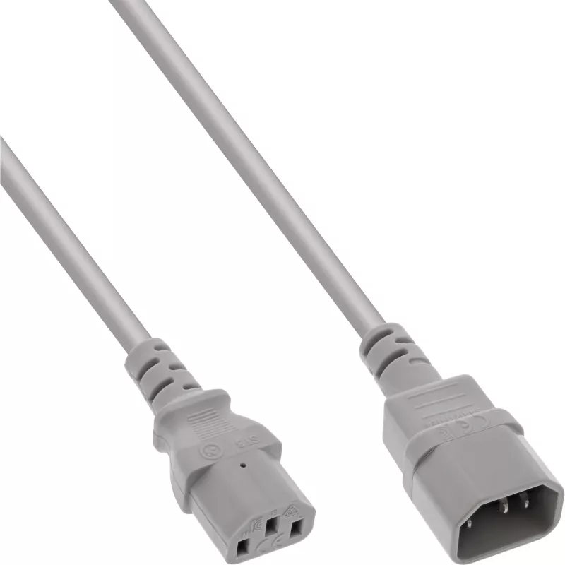 InLine cold device extension, C13 / C14, grey, 1.5m