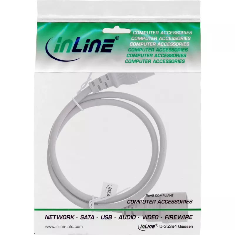 InLine cold device extension, C13 / C14, grey, 1.5m