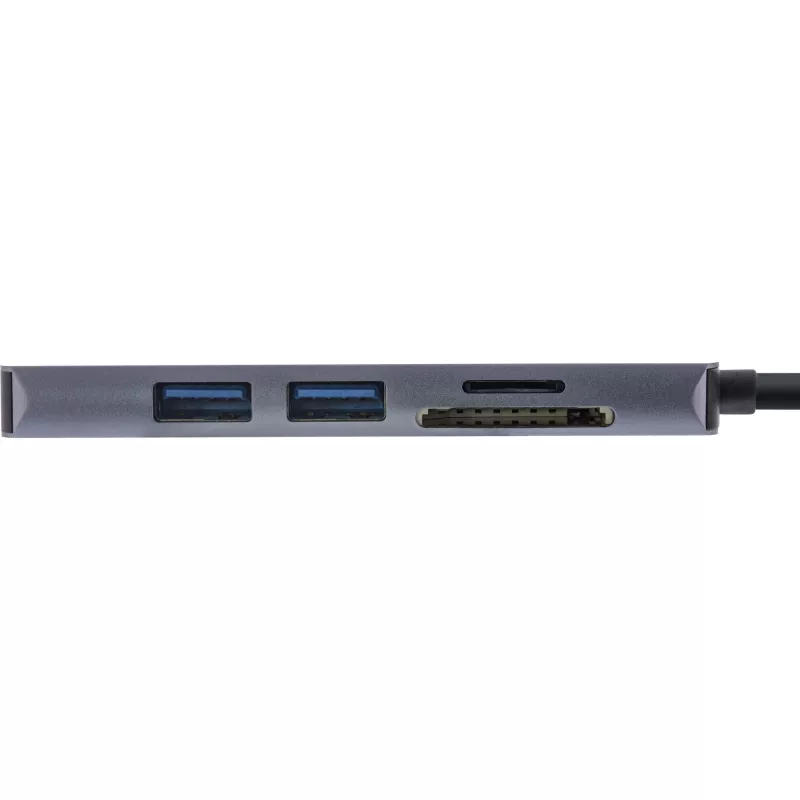 InLine Multi-hub USB 3.2 Gen.1, 2x USB-A, HDMI 4K/30Hz, card reader, alu, grey