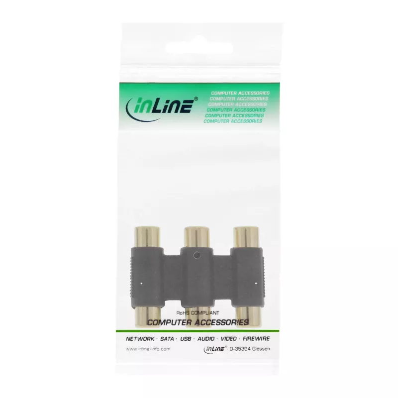 InLine Audio Adapter 3x RCA female / female gold plated 99319