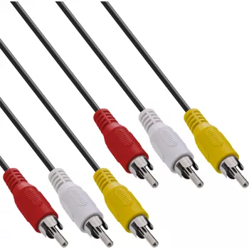 InLine AV Cable 3x RCA male / male 2m, 3 x RCA, 2 m, Black