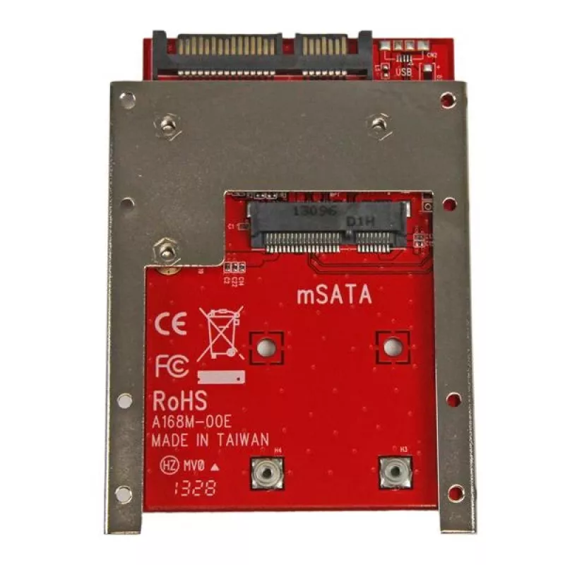 StarTech.com mSATA SSD to 2.5in SATA Adapter Converter, SATA, mSATA, Black, Red, Silver, CE, FCC, 6 Gbit/s, -40 - 85 °C
