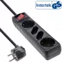 InLine Socket strip, 4-way, 2x CEE7/3 + 2x Euro CEE 7/16, black, 5m
