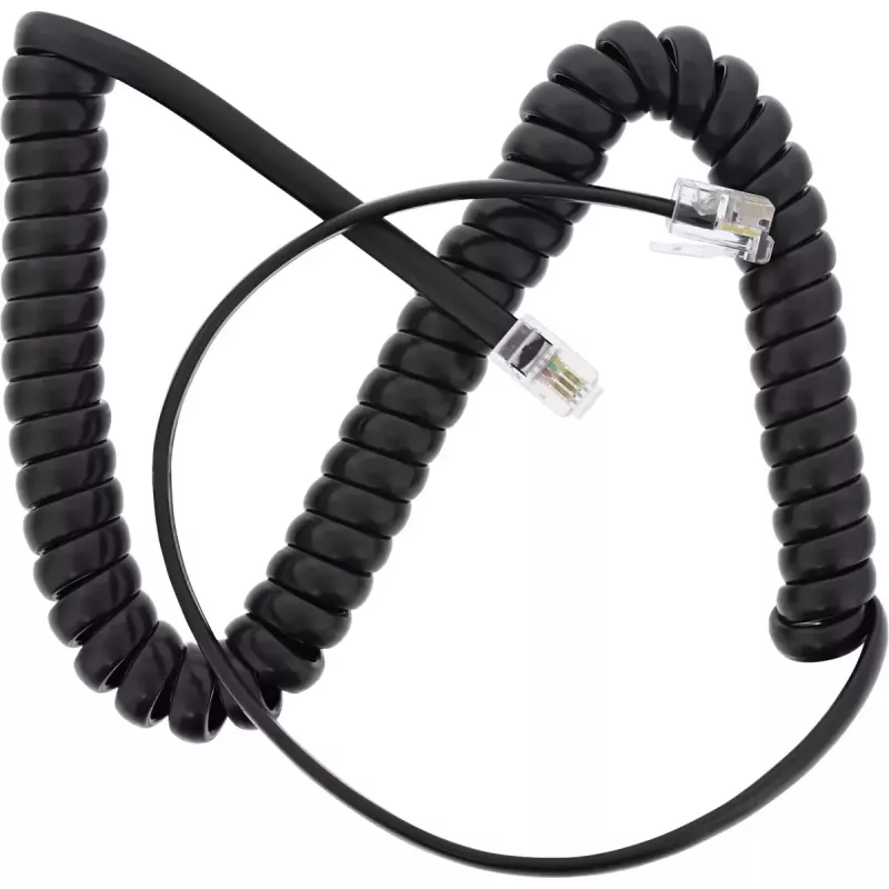 InLine Handset spiral cable, RJ10 4P4C M/M, black, max. 4m