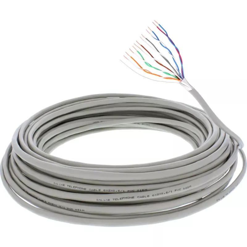 InLine Telephone Cable 12 wire solid installation 6x2x06mm shielded 25m