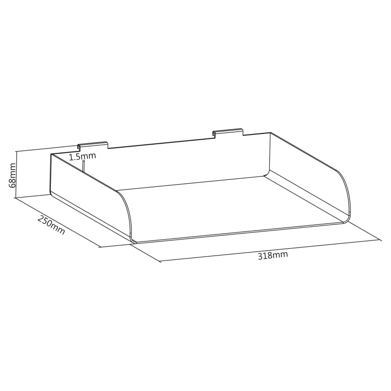 Modular shelf InLine Slatwall Shelf large white Steel 318mm 250mm 68mm