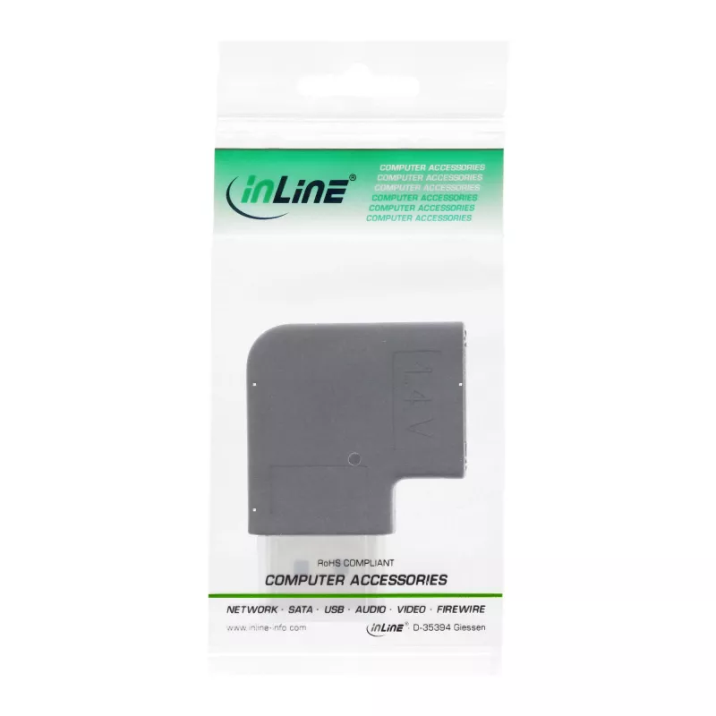 InLine DisplayPort Adaptor DisplayPort male female left angled 17199L