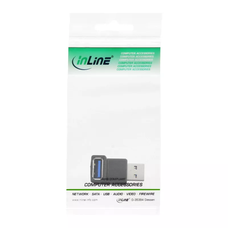 USB 3.0 Adapter Type A male / A female angled 90° InLine 35300R